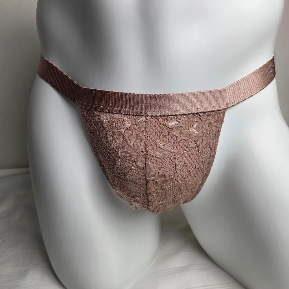 Cosabella Luxurious sophisticated Mens Italian Thong Brown Floral Lace Size M